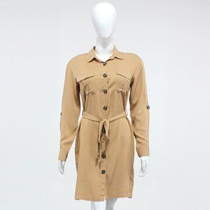 Amisu Women Beige Collared Dress